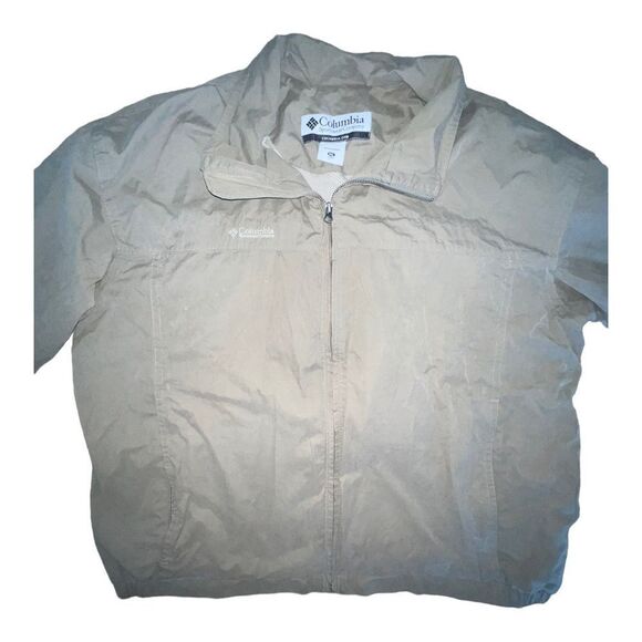 Columbia Mens Windbreaker Jacket Collar Lined Taupe Green XXL EUC - Picture 2 of 10
